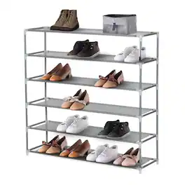 J&V TEXTILES - Modern 6-Tier Space Saving Shoe Rack - Gray