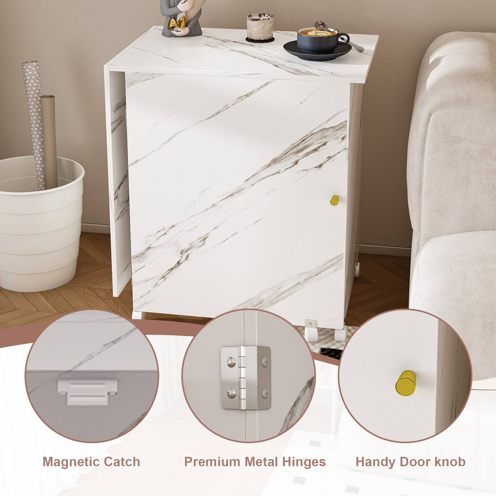 Magnetic Catch  
Premium Metal Hinges  
Handy Door Knob