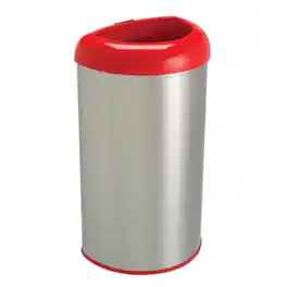 Hivvago - 13-Gallon Stainless Steel Trash Can with Open Top - Red