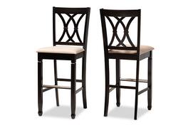 Baxton Studio - Calista Modern Sand Upholstered and Espresso Brown Finished 2-Piece Bar Stool Set - Sand/Espresso Brown
