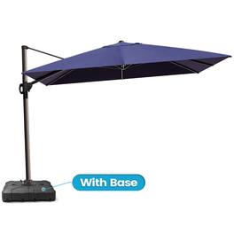 Crestlive Products - 9x12ft Aluminum Crank Cantilever Patio Umbrella with Base - Navy blue