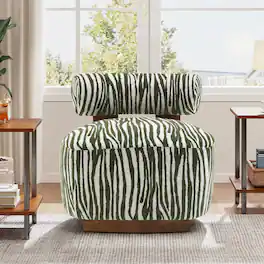Anysun - Zebra-Striped Chenille Fabic Low Cylindrical Backrest Armchair with High-Quality Foam Cushion - Green