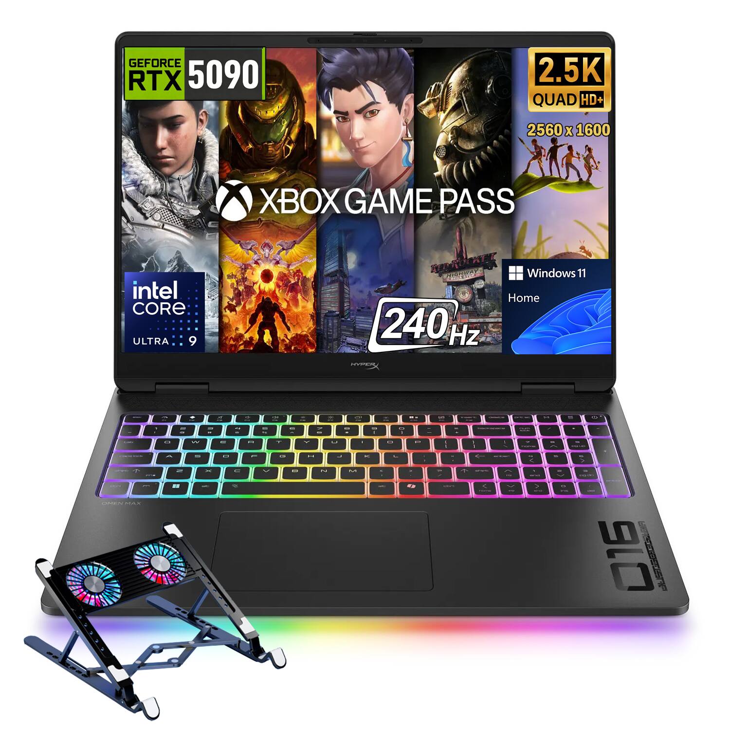 GEFORCE RTX 5090  
2.5K QUAD HD  
2560 X 1600  
XBOX GAME PASS  
intel CORE ULTRA 9  
Windows 11 Home 240 Hz  
HYPER  
OMEN MAX  
016