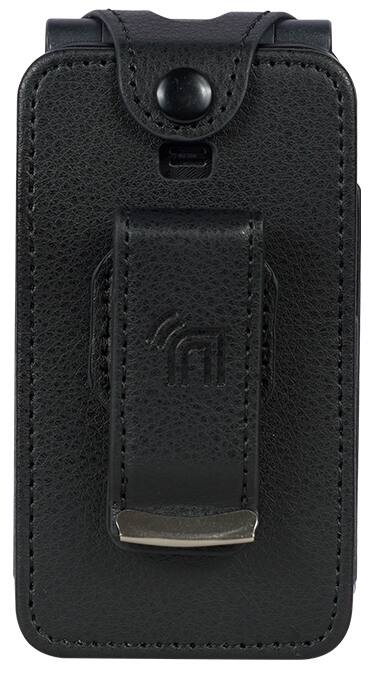 Alt View 8. Nakedcellphone - Case for Consumer Cellular IRIS EASY Flip Phone / Boost Mobile Summit Flip 4G - Vegan Leather with Belt Clip - Black.