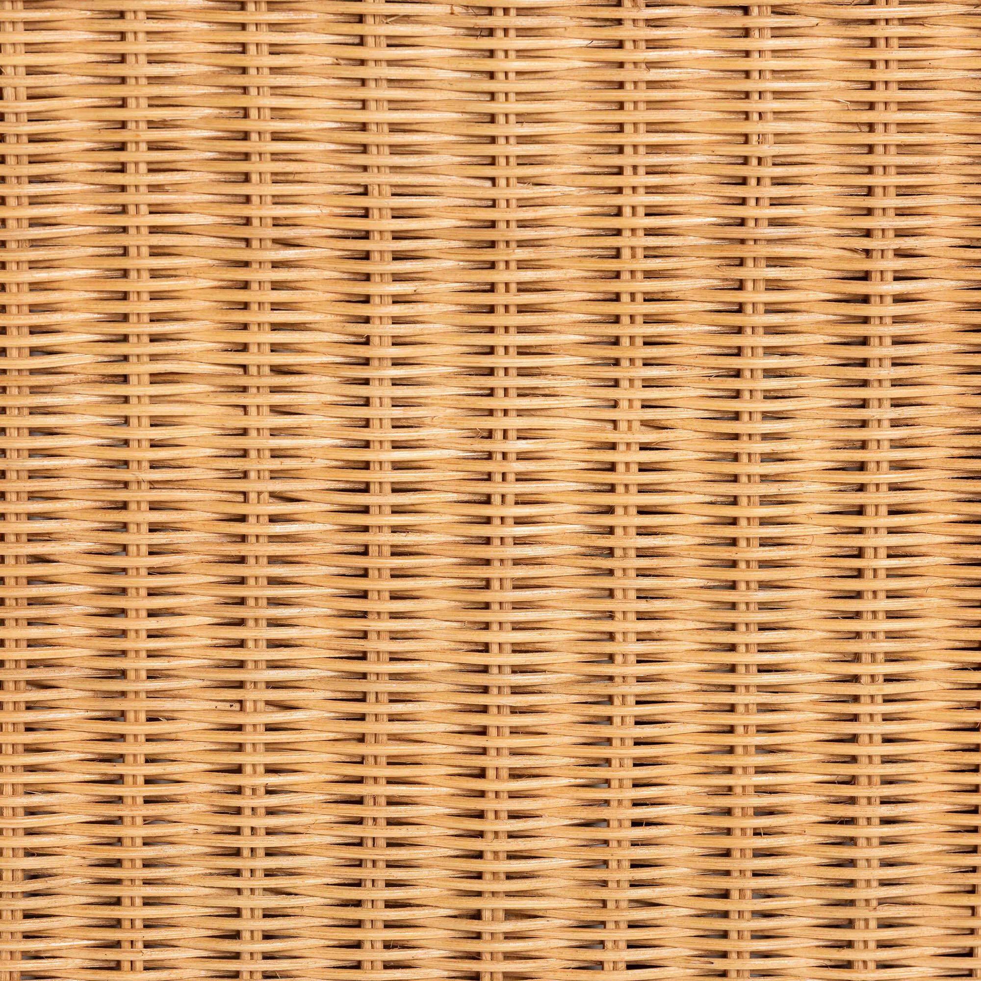 Alt View 4. bali & pari - Chica Scalloped Natural Rattan Console Table with Drawer - Handwoven Wicker Accent Table, Rectangle - Light Honey.