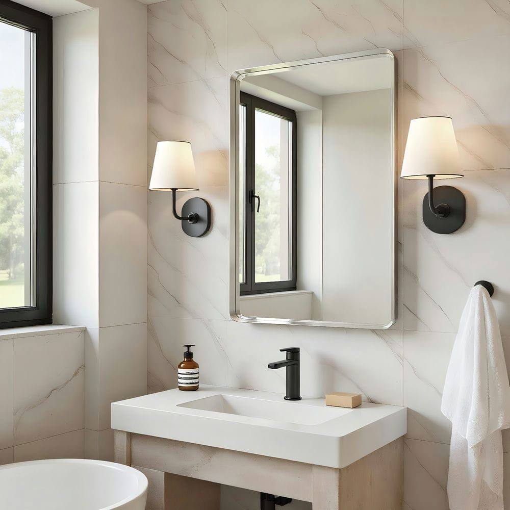 Alt View 7. Kadyn - 30x20 Inch Medium Rectangle Wall Mirror with Rounded Corners and Silver Metal Frame - Silver.