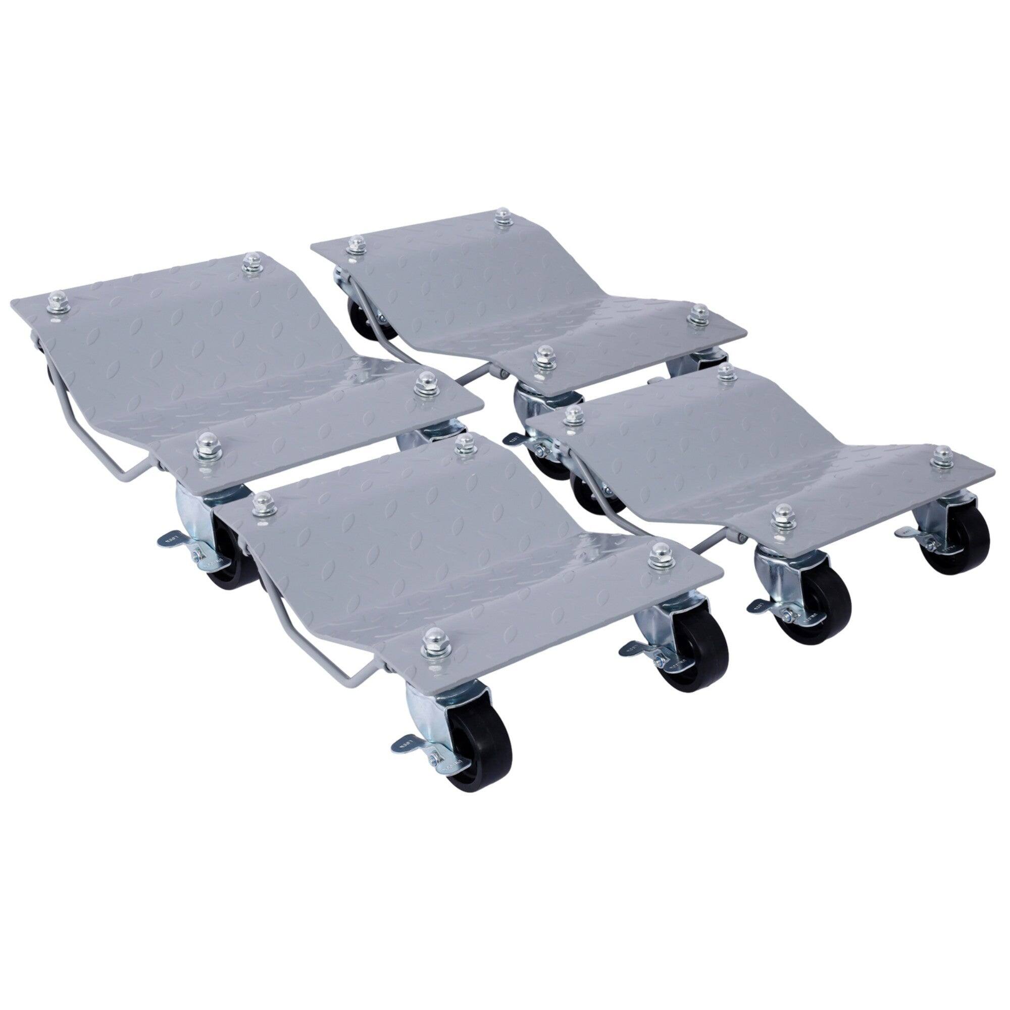Alt View 1. Boyel Living - 4Pack 6000lb Capacity Heavy Duty Wheel Dolly Gray with Brakes Anti Slip Tire Mover - Gray.