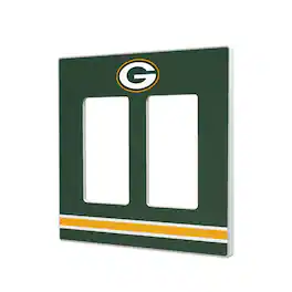 Keyscaper - Green Bay Packers Stripe Double Rocker Light Switch Plate - Multicolor