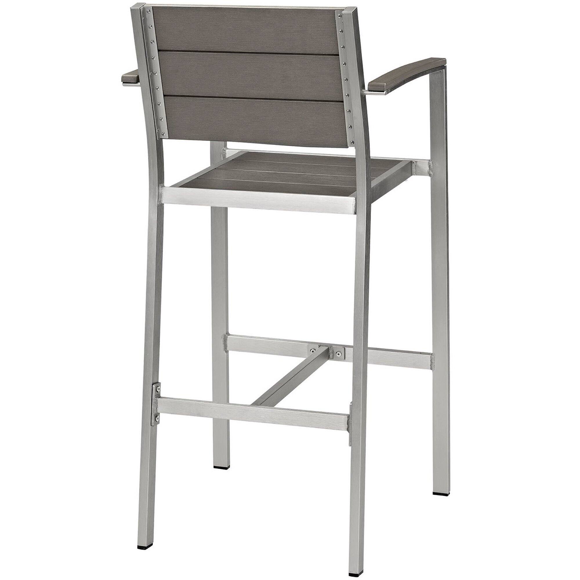 Back. Modway - Shore Outdoor Patio Aluminum Bar Stool by Modway - Silver Gray.