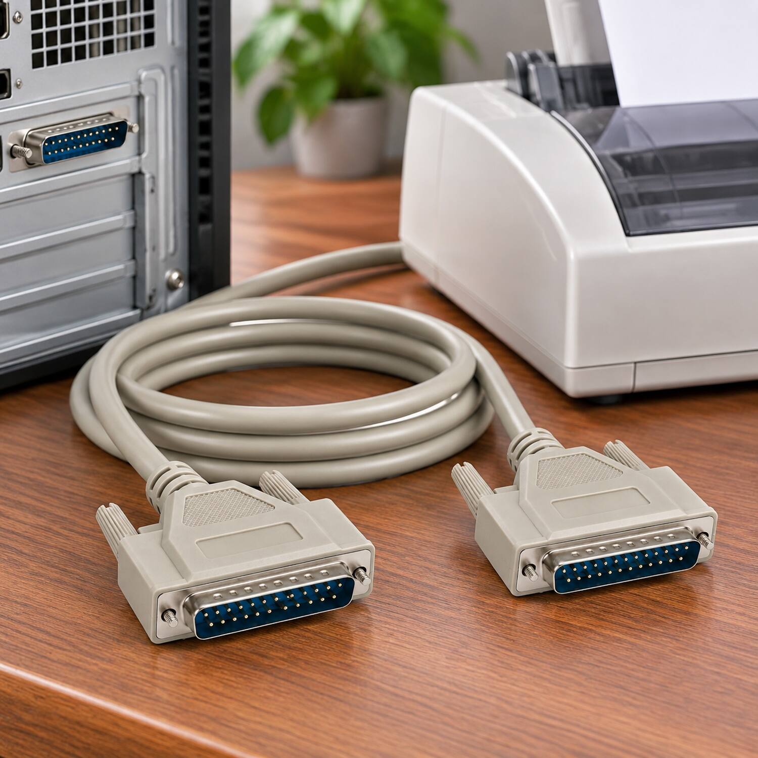 Left. Sanoxy - 10ft IEEE-1284 DB25M/M Parallel Cable - Beige.