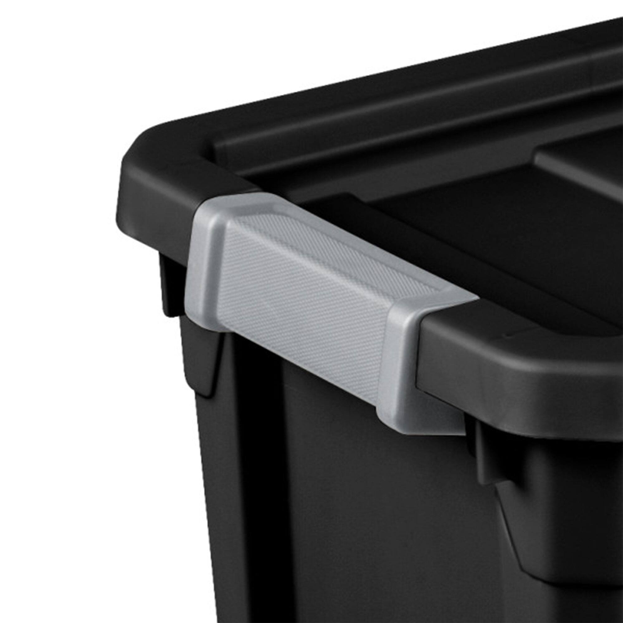Alt View 8. Sterilite - Sterilite 7.5 Gal Rugged Industrial Storage Totes w/ Latch Lids, Black (18 Pack) - Black.