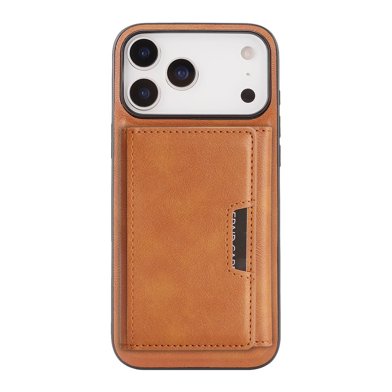 Left. Dteck - 2-in-1 Magnetic Wallet Case for Apple iPhone 17 Pro, Shockproof PU Leather Cover with Detachable 7-Card Holder - Brown.