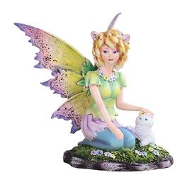 FC Design - 5.5"H Fairy with Cat Figurine Statue Office Desk Tabletop Home Decor Gift - Multi-Color