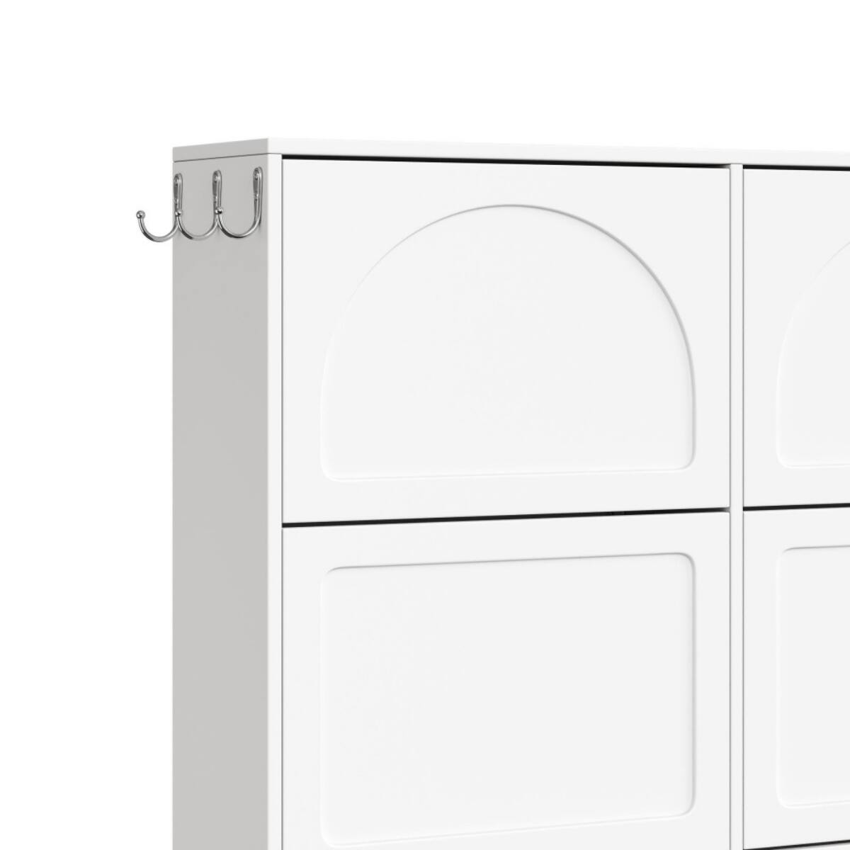 Alt View 6. HTUTWOO - Narrow Tipping Bucket Shoe Cabinet with 6 Flip Drawers Adjustable Shelves,3 Hooks & Anti-Tip Design for Home & Apartment - White.