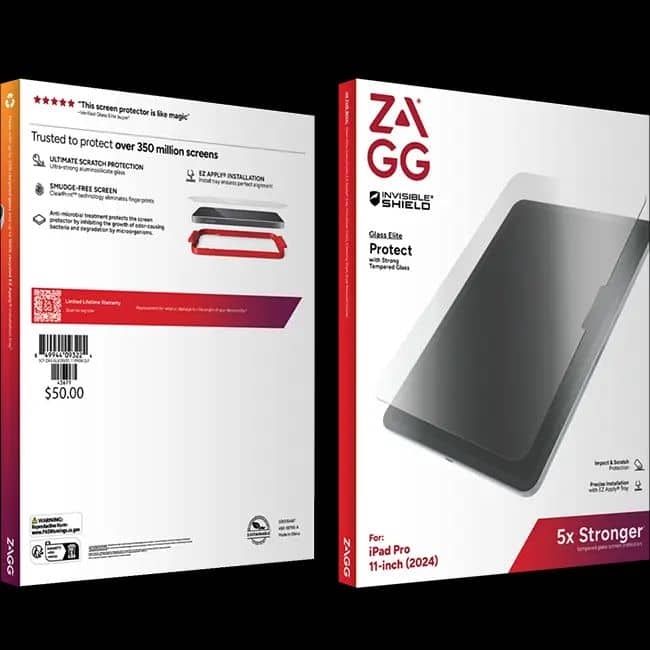 ZAGG - Invisible Shield Glass Elite Protect 5X Stronger Glass Screen Protector - ipad Pro 11-inch 2024 - Clear