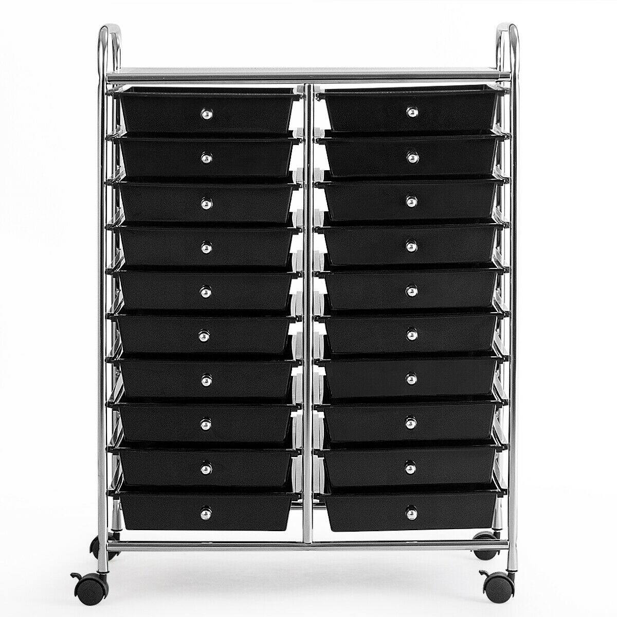 Alt View 8. Gymax - Gymax Office Rolling Cart 20 Storage Drawers Scrapbook Paper Studio Organizer Black - Black.