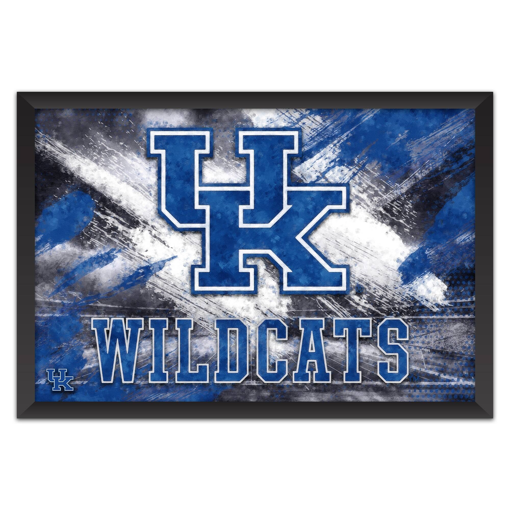 Kentucky Wildcats 14" x 20" Brush Stroke Logo Framed Art Print