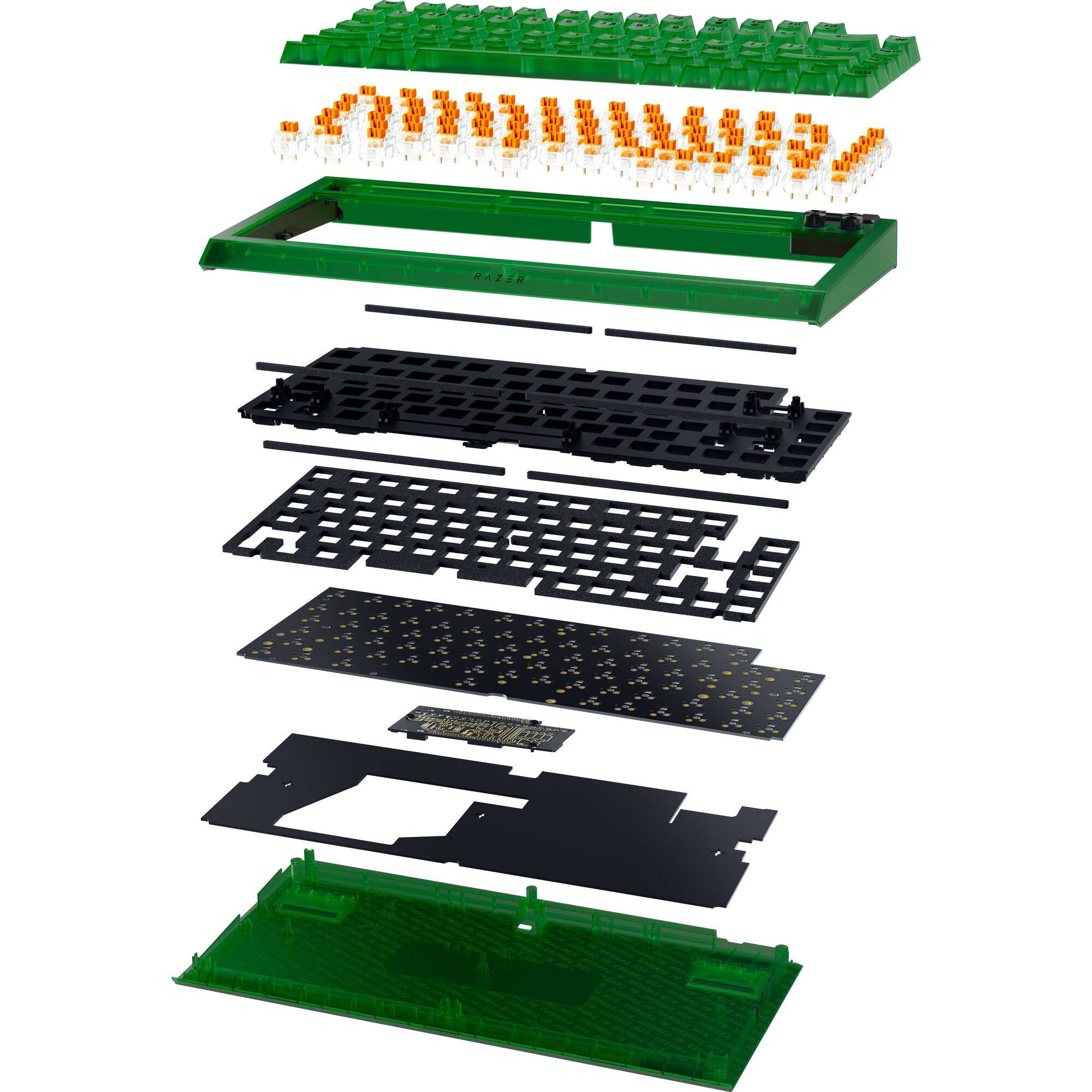 Alt View 8. Razer - Blackwidow V4 75% Wired Mechanical Orange Switch Gaming Keyboard with Hot-Swappable Design - Phantom Green.