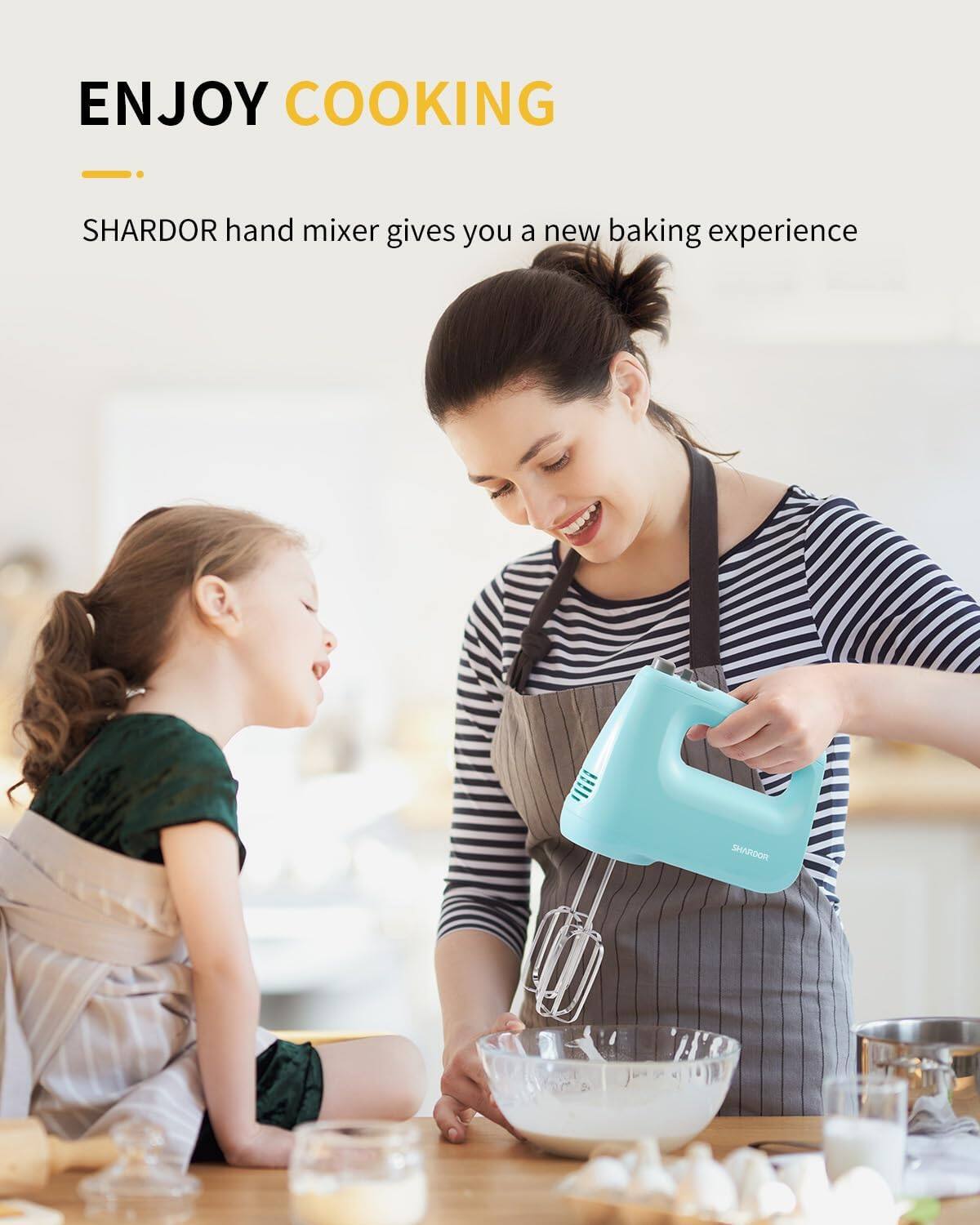 ENJOY COOKING

SHARDOR hand mixer gives you a new baking experience