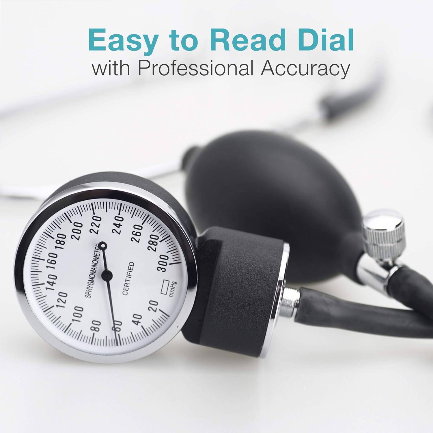 Easy to Read Dial with Professional Accuracy

SPHYGMOMANOMETER CERTIFIED

mmHg