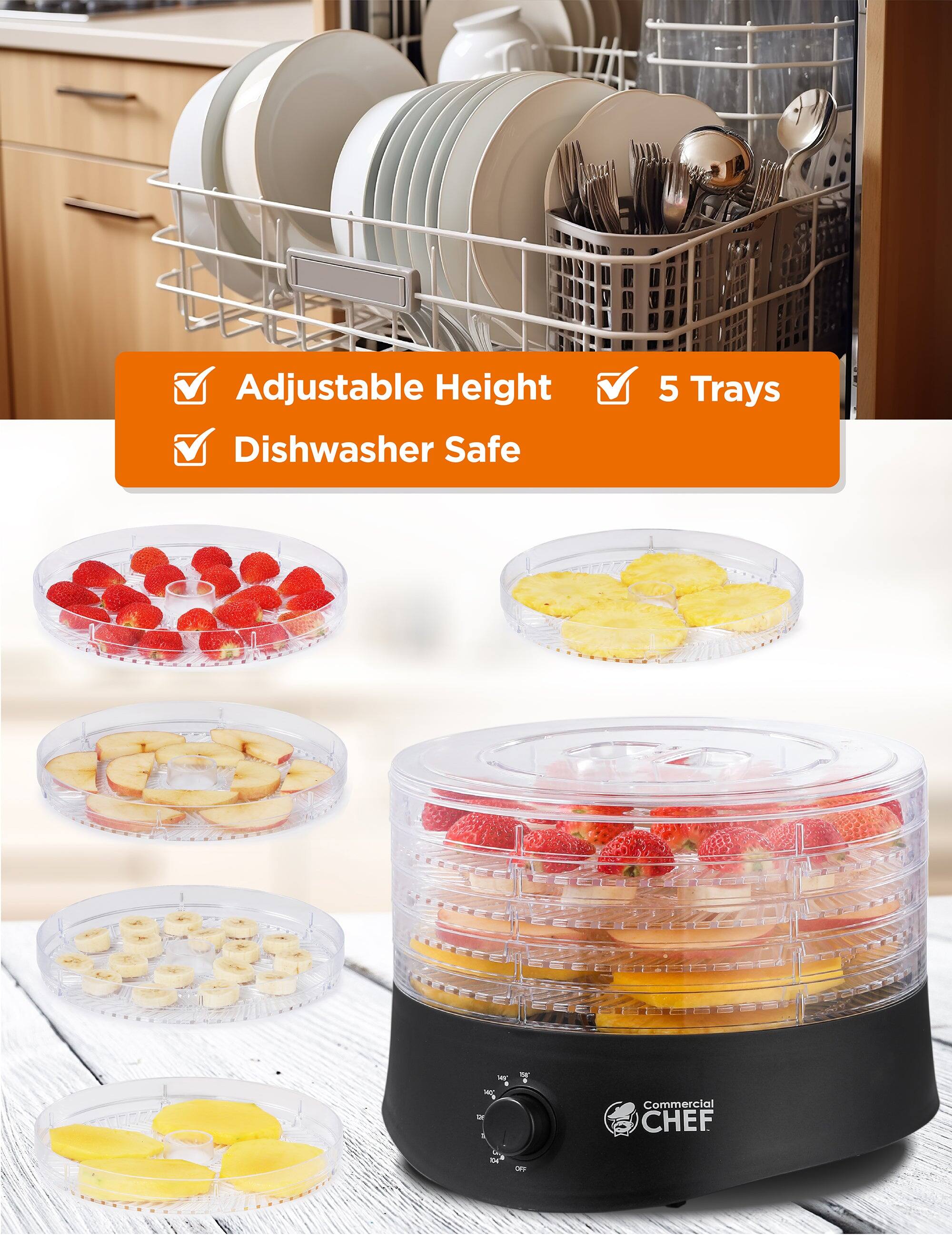 Adjustable Height  
Dishwasher Safe  
5 Trays  

Commercial CHEF