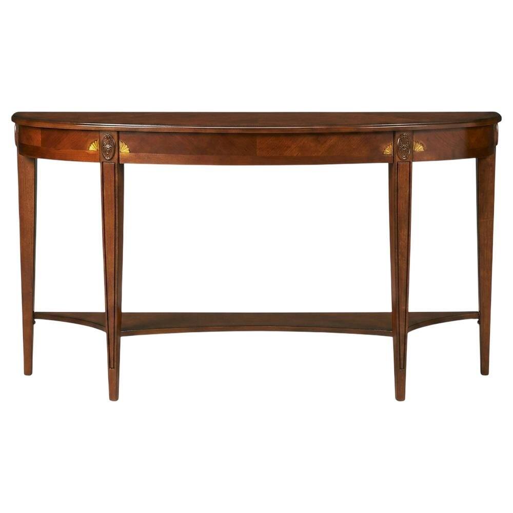 Left. Starlight Canyon Home - Demilune Console Table with Distressed Finish, Traditional Entryway Sofa Table - Medium Brown.