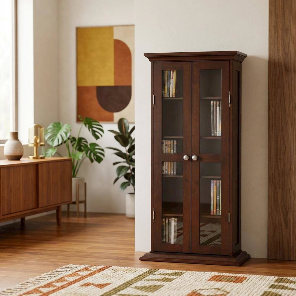 Alt View 4. FurniFact - Media Storage Cabinet - Walnut.
