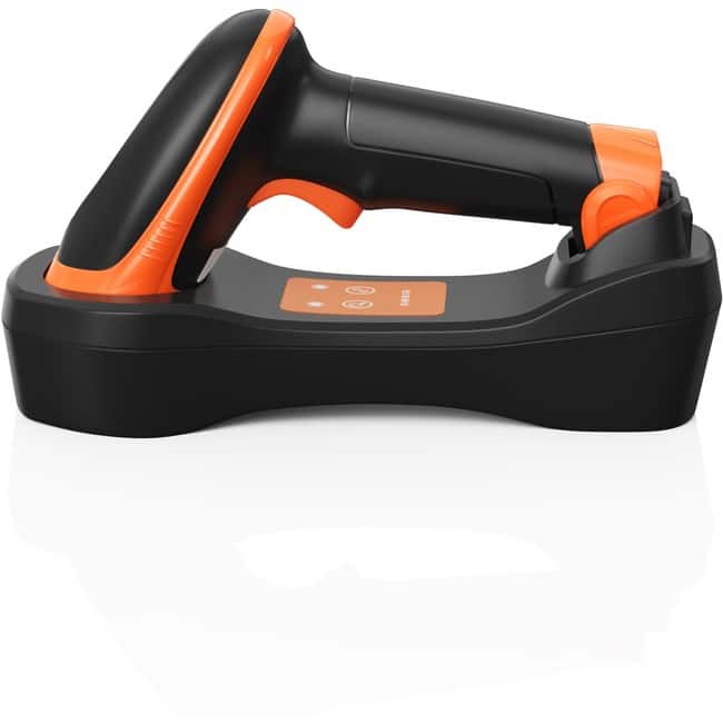 Ambir Technology Inc - AMBIR BR300 Wireless Barcode Scanner with 2.4Ghz USB Charging Station - Wireless Connectivity - 1D, 2D - Imager - USB - Black,Orange