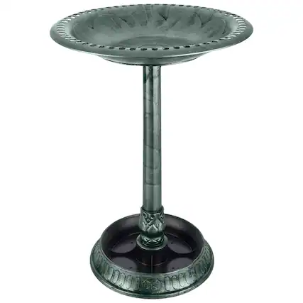Front. Pure Garden - Bird Bath with Flower Planter Base 28” Tall Pedestal Birdbath Lightweight Polypropylene Garden Statue Vintage Style.