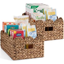 Best Choice Products - 16x12 Scalloped Shelf Baskets, Woven Storage Bins, 2 Pack - Chestnut - 16x12 Chestnut