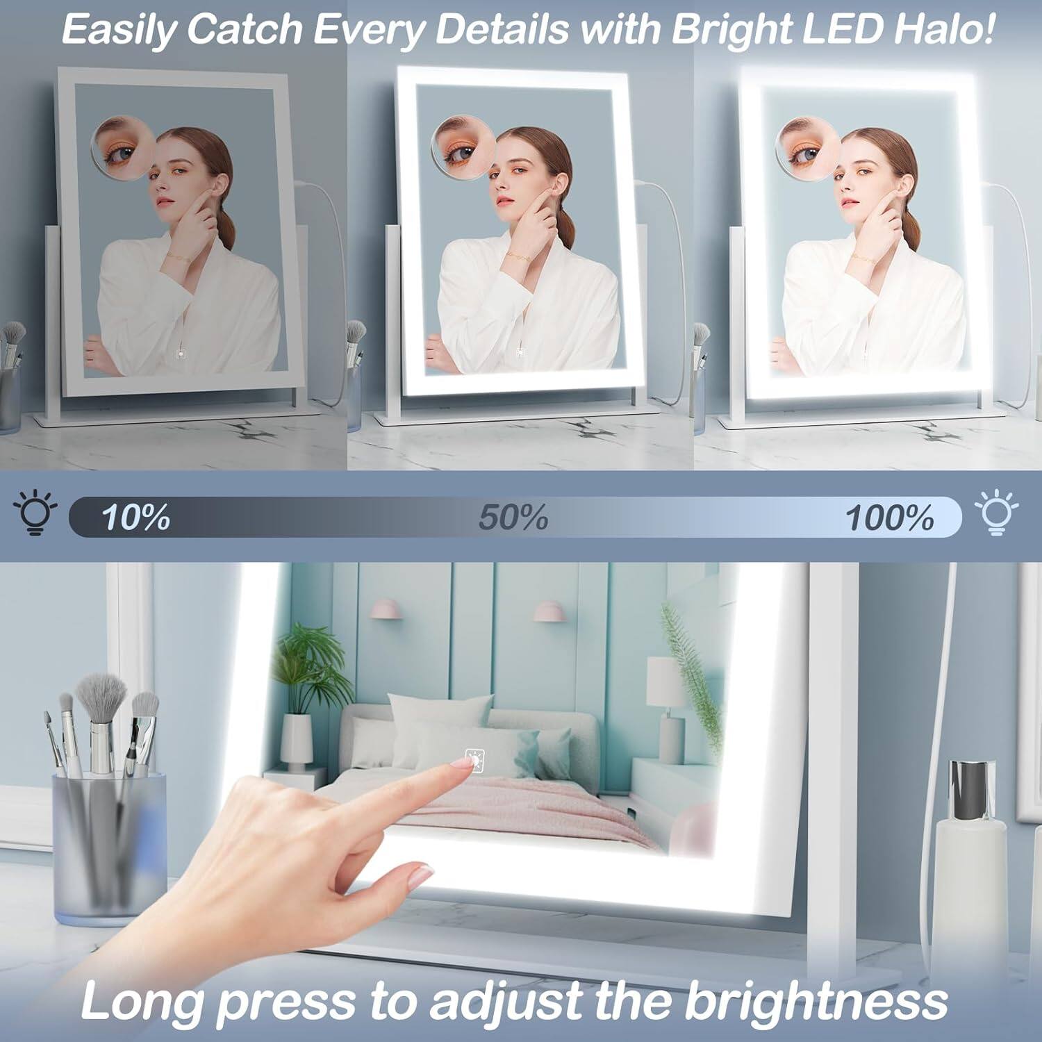 Easily Catch Every Detail with Bright LED Halo!

10% 50% 100%

Long press to adjust the brightness