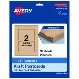 Avery - Printable Rectangle Cards, 4" x 6", Kraft 20ct - Brown