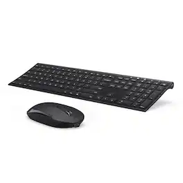 PRIMEPLUS - Wireless Keyboard & Mouse Combo, 2.4GHz Rechargeable Quiet Full-Size, Nano USB Receiver for Windows Laptop PC - Black