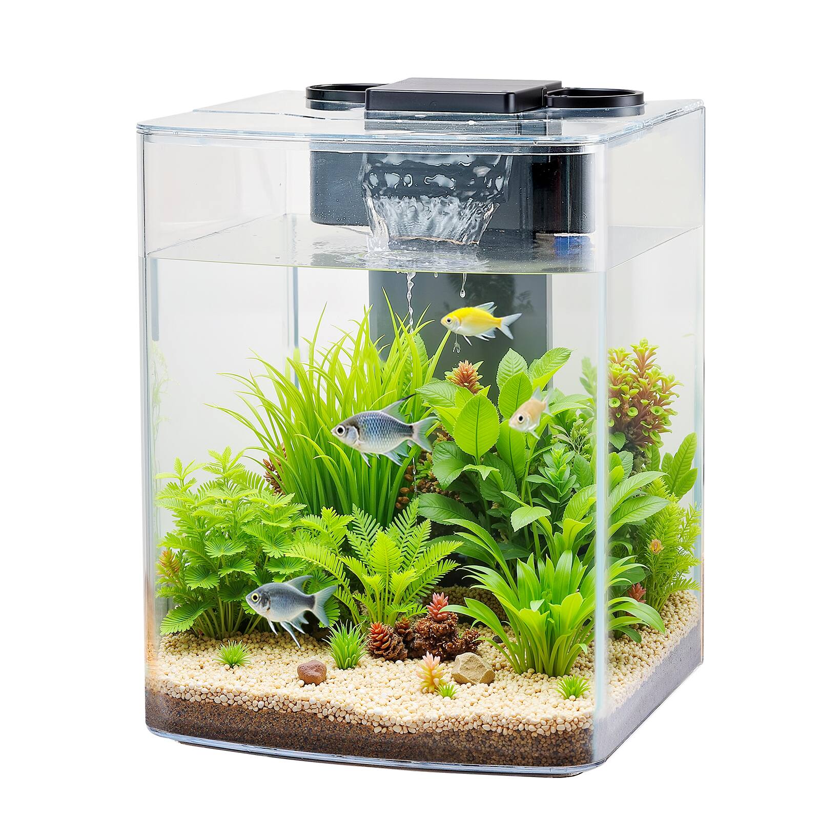Front. HOMLUX - 2 Gallon Fish Tank Aquarium Smart Arch Clear GPPS 3 Color Self Cleaning - Black.