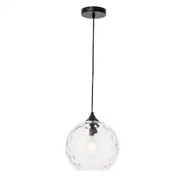 Living District - Cashel 1 light pendant - Black And Clear Glass