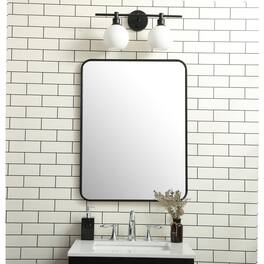 Elegant Decor - Soft corner metal rectangular mirror 24x32 inch in - Black
