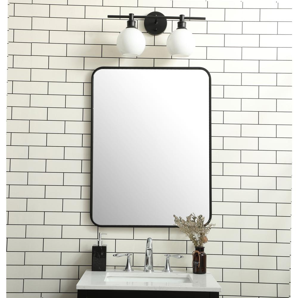 Front. Elegant Decor - Soft corner metal rectangular mirror 24x32 inch in black - Black.