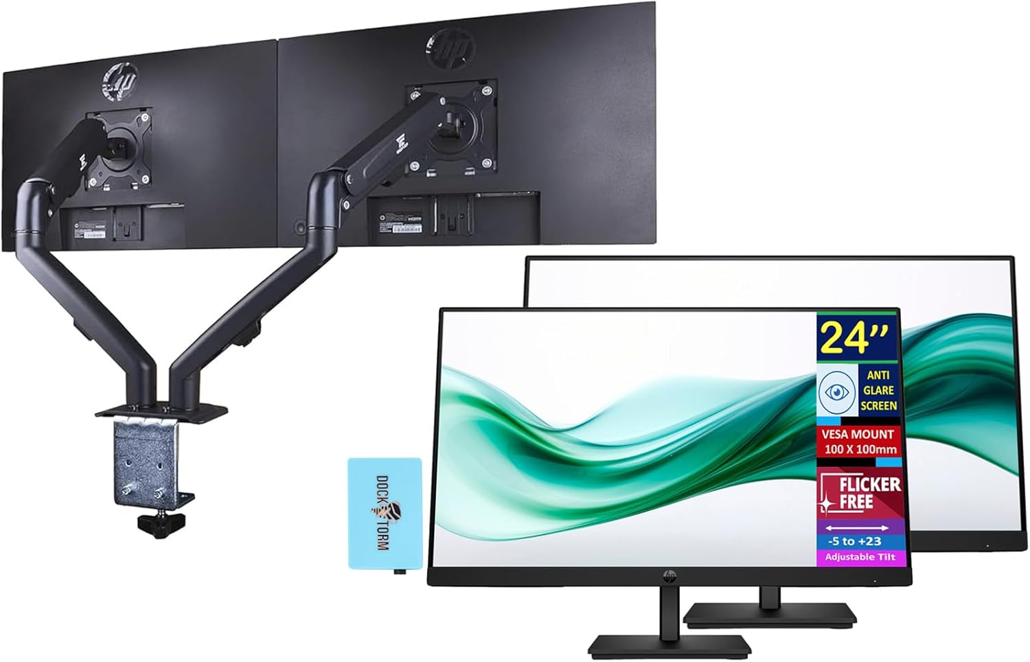 24" Anti Glare Screen  
VESA Mount 100 x 100mm  
Dock Torm  
Flicker Free  
-5 to +23 Adjustable Tilt