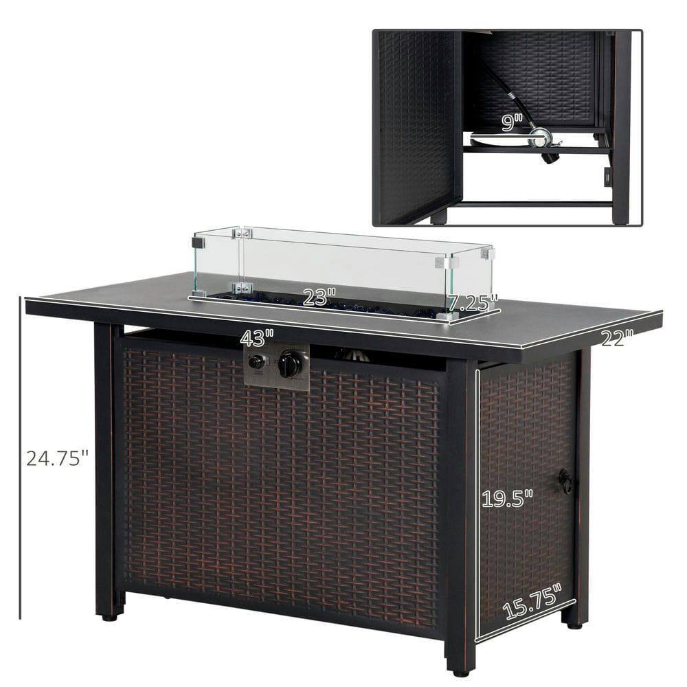 - Width: 24.75"
- Depth: 19.5"
- Height: 15.75"
- Top Surface: 43" x 22"
- Aquarium: 23" x 7.25"
- Drawer: 9"