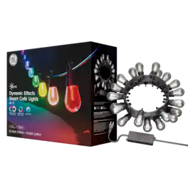 GE CYNC Dynamic Effects Smart Café LED Light Bulbs Voice Control, 20 Bulb String, 48ft - Full Color