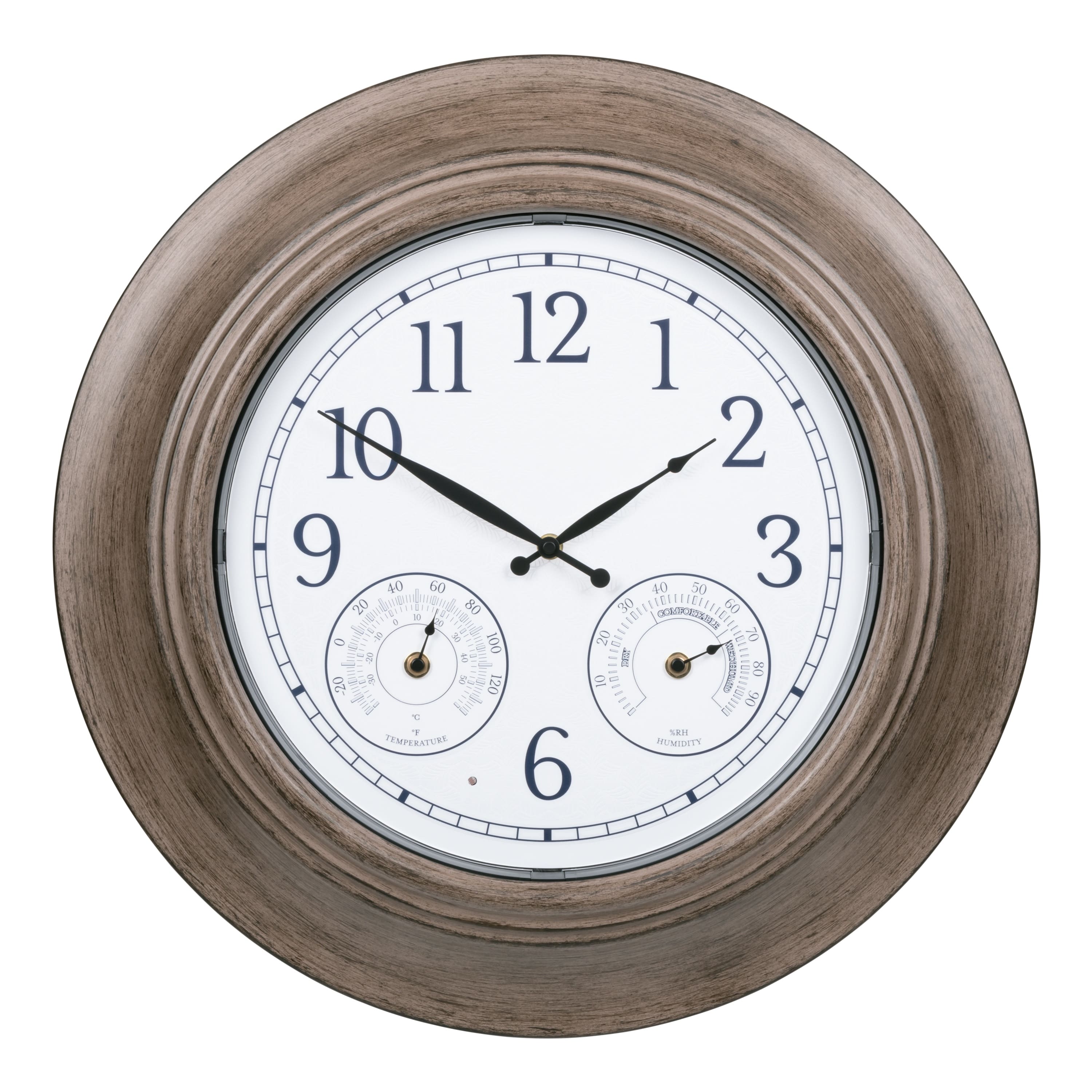 La Crosse Clock Co. - 21 inch Indoor/Outdoor Leaf Lighted Dial Quartz Analog Wall Clock with Temp & Humidity - Bronze