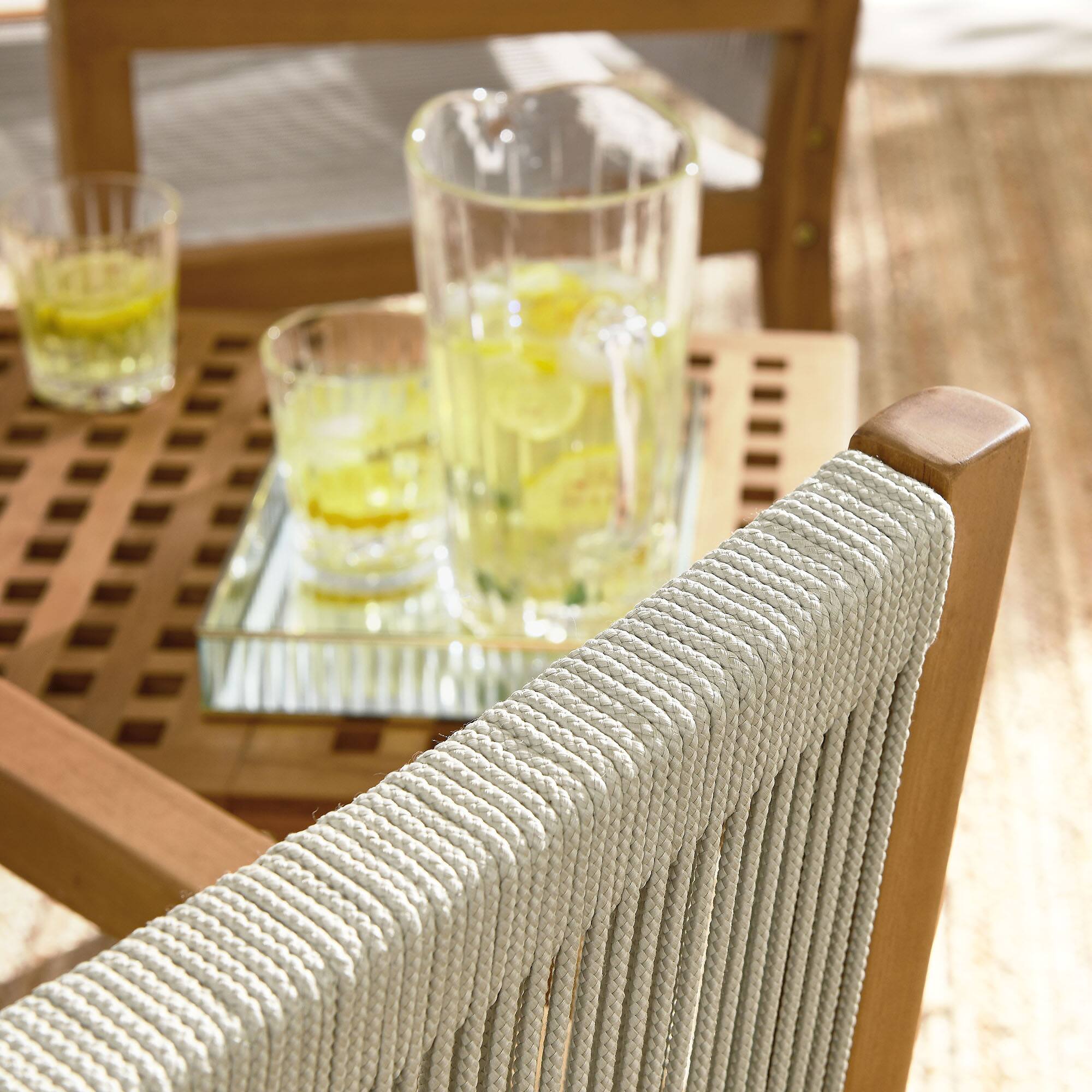 Alt View 2. Modway - Vienna 3-Piece Outdoor Patio Teak and Rope Armchairs with Folding Side Table by Modway - Natural Natural.