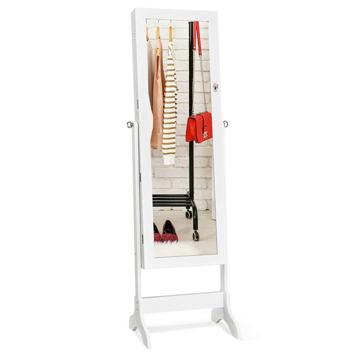Alt View 18. Costway - Mirrored Jewelry Cabinet Storage Organizer w/Box Drawers White - White.