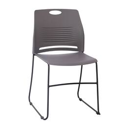 Emma + Oliver - Arcana Series Heavy Duty 660 lb. Capacity Ergonomic Polypropylene Stack Chair with Perforated Back and Steel Sled Base - Gray