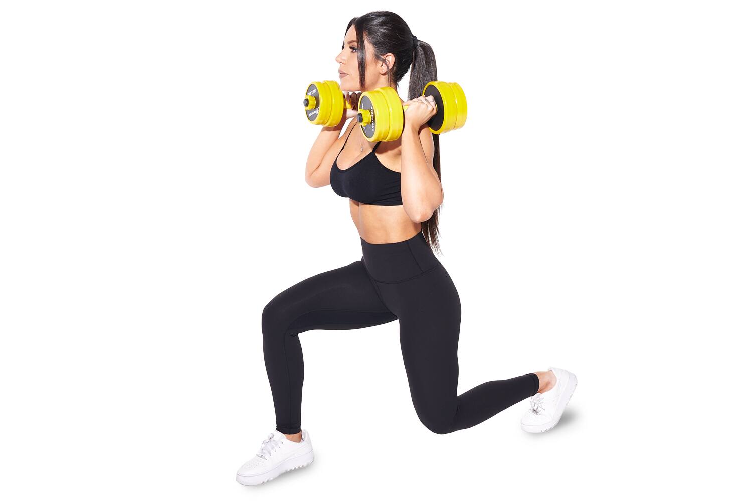 Back. ProsourceFit - ProsourceFit Adjustable Dumbbells and Barbell Set, 22 lbs - Yellow.