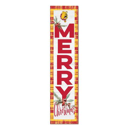 Front. Jardine - Ferris State Bulldogs 12'' x 48'' Outdoor Merry Christmas Leaner - White.