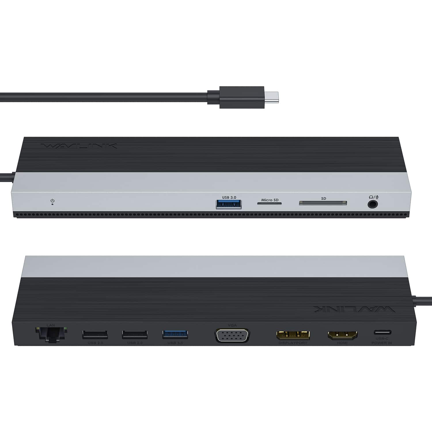 Bundle - WAVLINK - USB C 12-in-1 Hub/ Docking Station, Triple Display Type-C Adapter with HDMI, Display Port and VGA, 100W PD3.0 C - Black