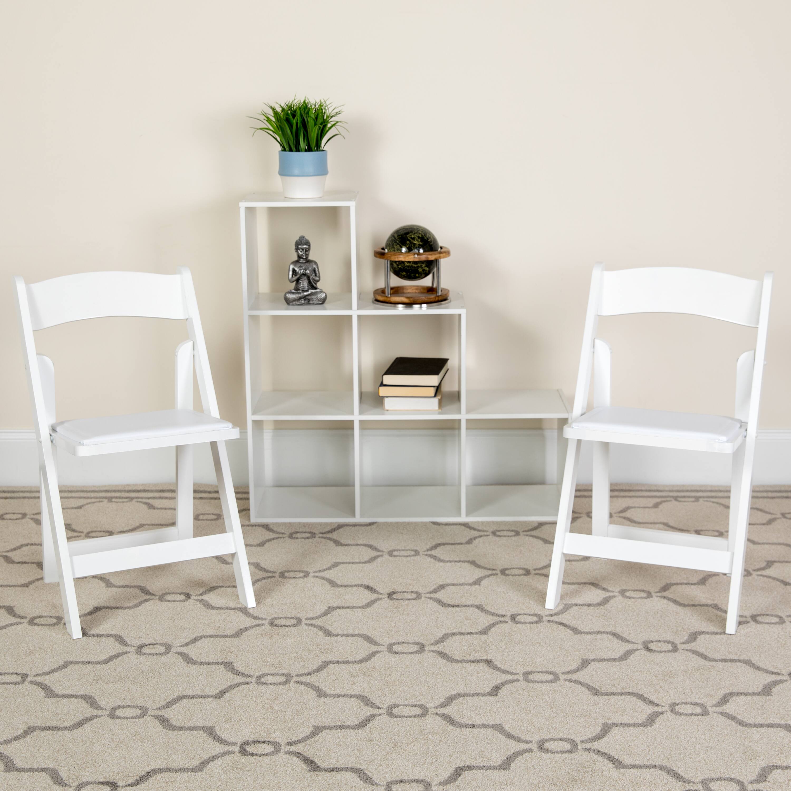 Alt View 2. Emma + Oliver - 2 Pack Wedding Party Event Wood Folding Chair with Vinyl Padded Seat - White.