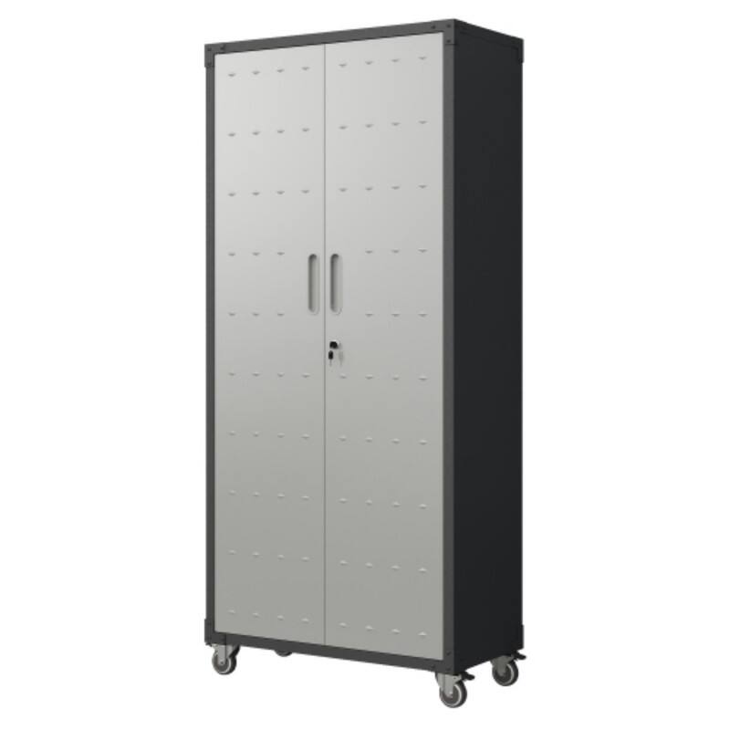 Left. ALEXOUN - 71" Metal Garage Storage Cabinet with Wheels,Heavy-Duty Lockable Cabinet for Home,Office,Garage,Ideal for Tools Storage - Gray.