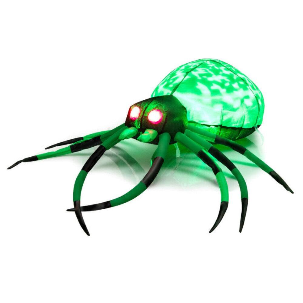 Front. Boyel Living - Giant 5ft Inflatable Halloween Spider with Glowing Eyes and Cobweb - Green.